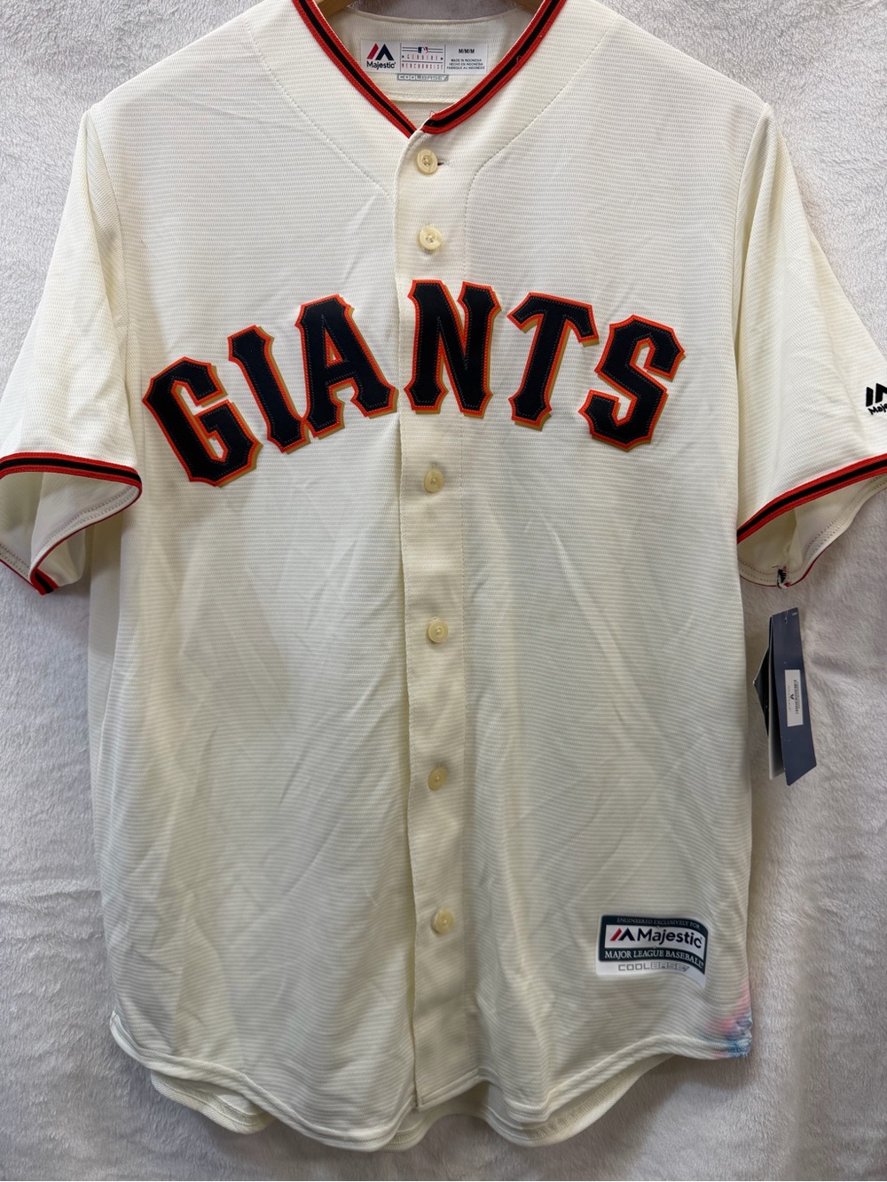 POSEY Majestic San Francisco Giants Cream and Black Button-Up Jersey